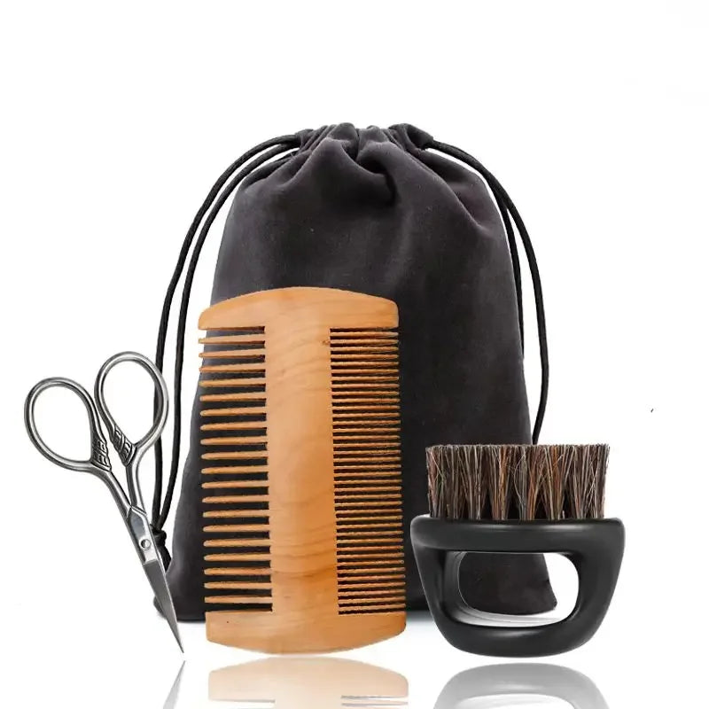 Boar Bristle Wood Beard Brush Kits