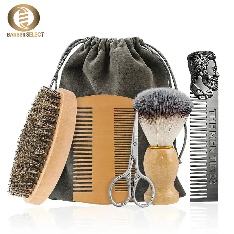 Boar Bristle Wood Beard Brush Kits