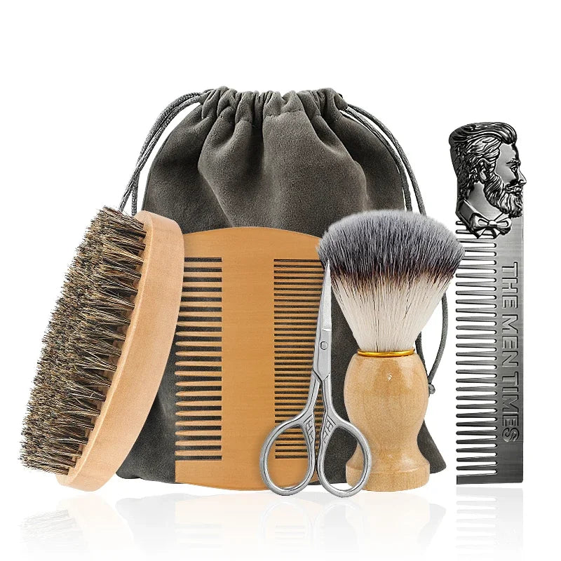 Boar Bristle Wood Beard Brush Kits