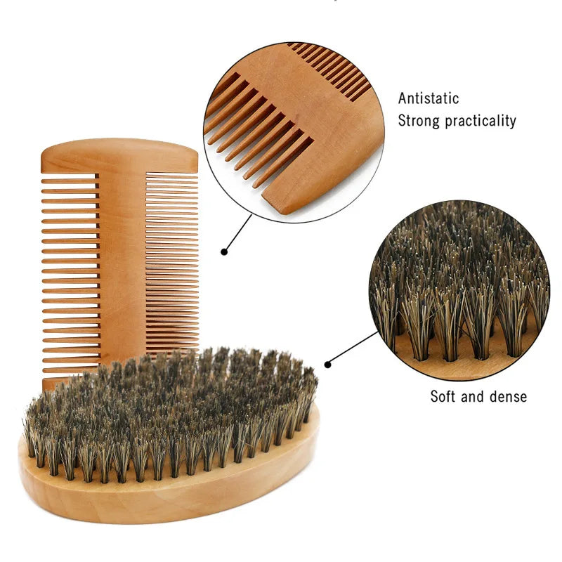 Shaving Brush Comb Men Mustache Comb Kit