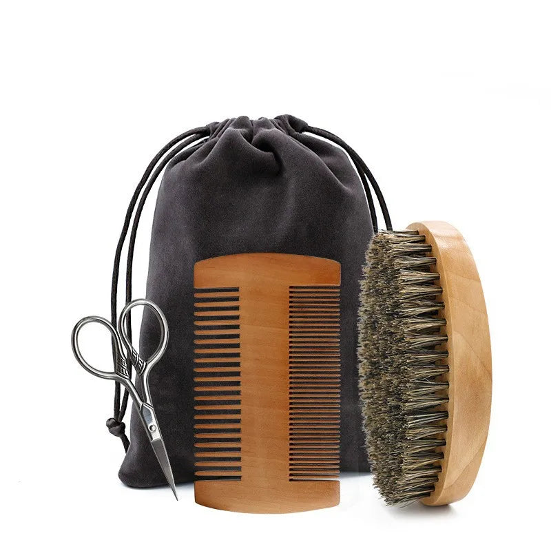 Shaving Brush Comb Men Mustache Comb Kit