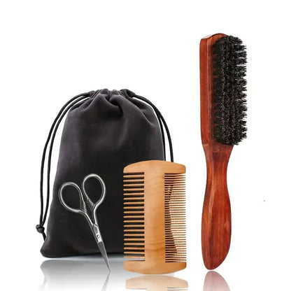 Boar Bristle Wood Beard Brush Kits