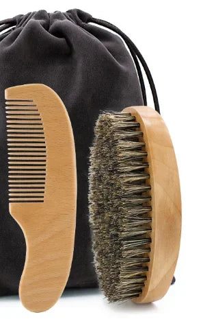 Boar Bristle Wood Beard Brush Kits