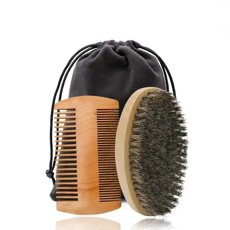 Boar Bristle Wood Beard Brush Kits