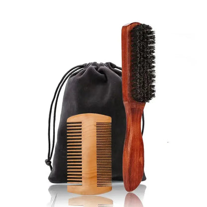 Boar Bristle Wood Beard Brush Kits